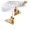 Boucles d'oreille Puces Triangle Martelées 12mm Acier Inox Doré 18K