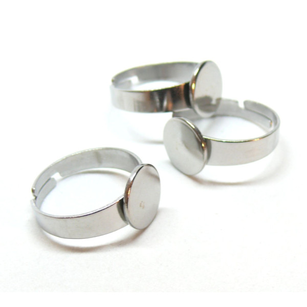 Supports de Bague plateau lisse 10mm, Acier Inoxydable 304 finition Argenté