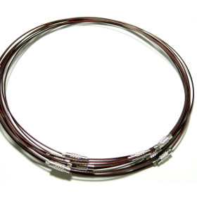 Colliers Tours de Cou Rigides Câble 1mm Fermoir à Vis – Acier Inoxydable Marron