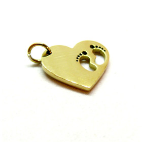 Pendentifs Petits pieds dans Coeur 16mm – Acier Inoxydable 304 Doré PVD