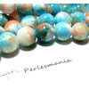 Perles Jade Teintée 6mm Bleu Orange
