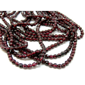 Perles rondes facettées 3 mm Grenat