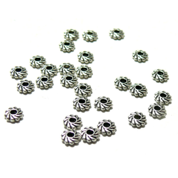 Mini perles intercalaires rondelle métal Argent Antique