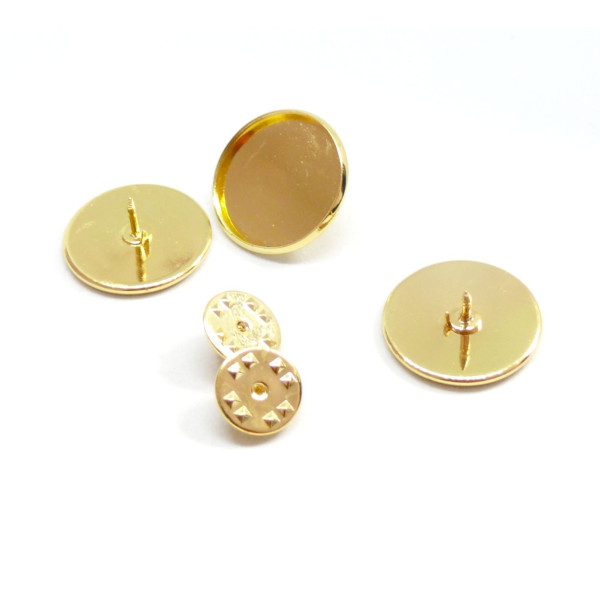 Supports de Broches Pins 16 mm – Laiton Doré à l’Or Fin 14K