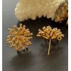 Boucles d’Oreilles Puce avec Anneau d’Attache Forme Corail 3D 20 mm – Laiton Doré à l’Or Fin 18K