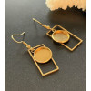 Supports de Boucles d’Oreilles Crochet Rectangle pour Cabochon Rond 12mm – Acier Inoxydable Doré