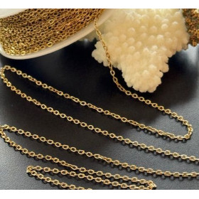 Maille Jaseron fine 2mm en Acier Inoxydable 304 Placage Ionique Doré