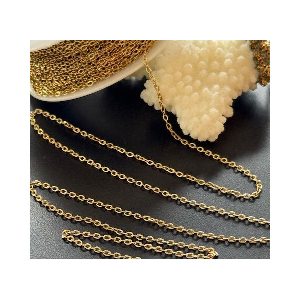 Maille Jaseron fine 2mm en Acier Inoxydable 304 Placage Ionique Doré