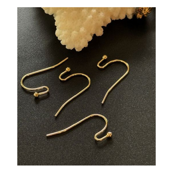 Boucles d’oreille Crochet 21mm avec Bille – Acier Inoxydable 316 Doré 18K