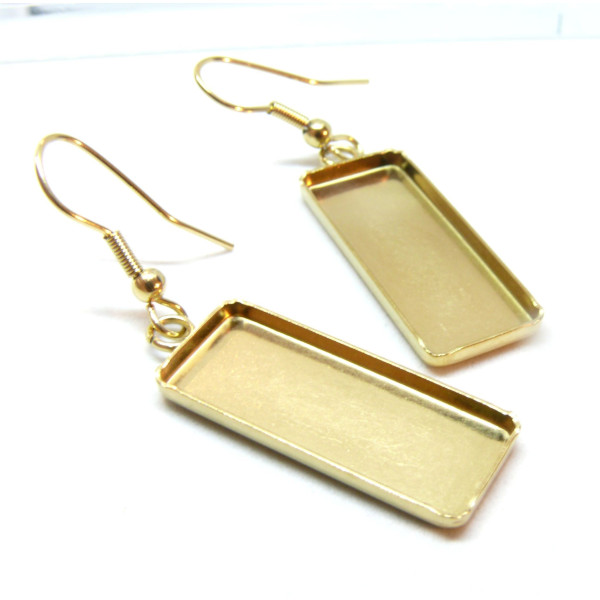 Supports de Boucles d’oreille Rectangle 10x25mm avec Crochet – Acier Inoxydable 304 Doré  à l'or fin IONIQUE
