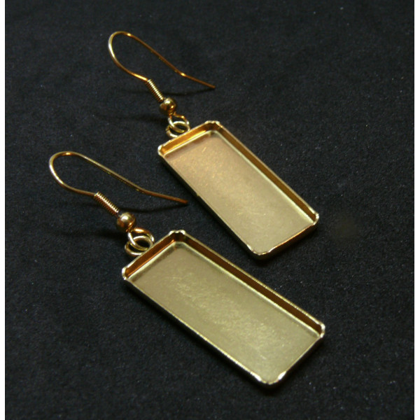 Supports de Boucles d’oreille Rectangle 10x25mm avec Crochet – Acier Inoxydable 304 Doré  à l'or fin IONIQUE