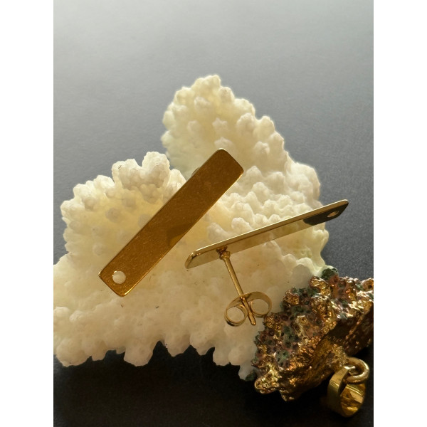 Boucles d’oreilles Puces Rectangle 25x5mm – Acier Inoxydable 304 Doré