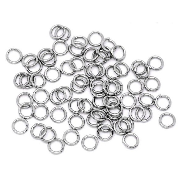 Anneaux de Jonction 7 par 1mm, Acier Inoxydable finition Argenté