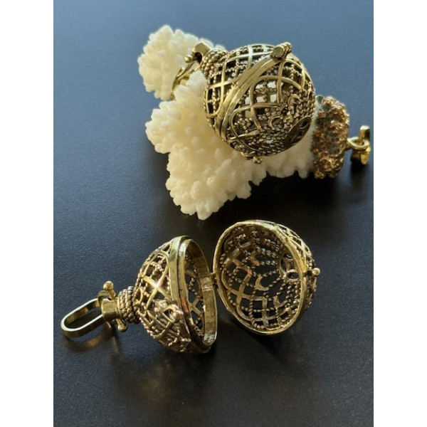 Pendentif Cage Bola de Grossesse pour bola de 18mm, Laiton Finition Bronze