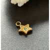 Pendentif Étoile avec Rhinestone Bleu 9.5mm – Acier Inoxydable 304 Doré Placage sous vide