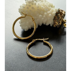 Créoles Rondes 25 x 2 mm – Acier Inoxydable 304 Doré à l’Or Fin 18K, Placage IONIQUE