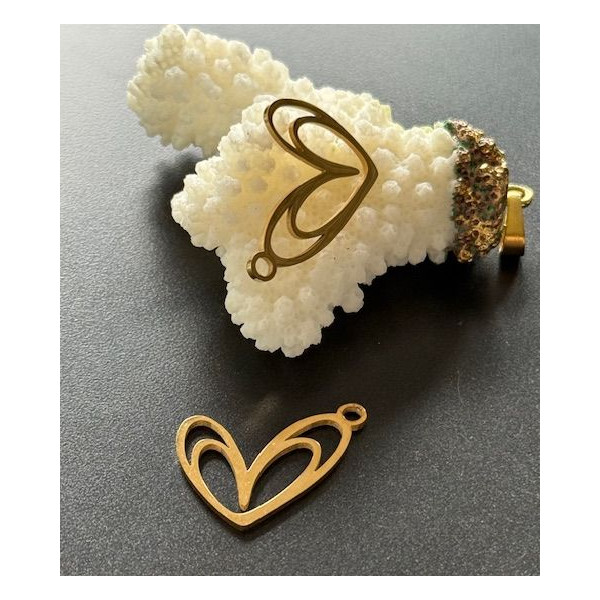 Pendentif Double Coeur 22mm – Acier Inoxydable 304 Doré IONIQUE
