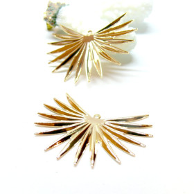 Pendentif Géométrique Éventail Soleil 42mm – Laiton Doré à l'or fin 18K IONIQUE