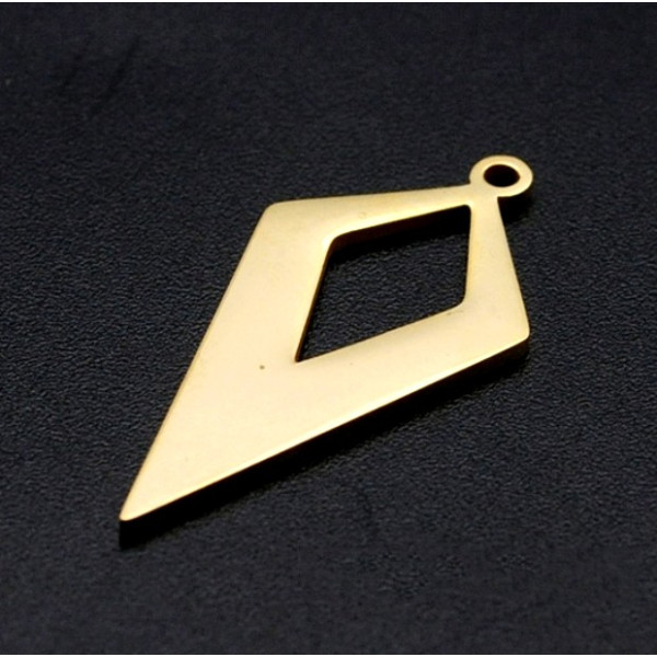 Pendentifs Géométrique Losange 15mm – Acier Inoxydable Doré