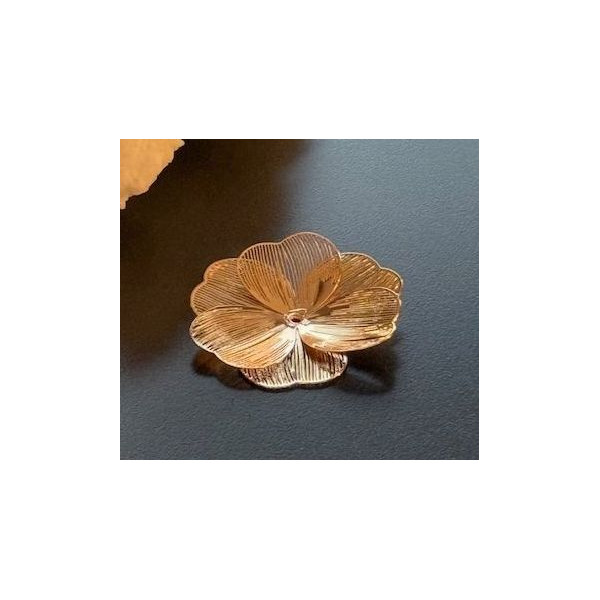 Estampes Pendentif Fleurs Filigrane 3D 25mm, finition Doré Clair