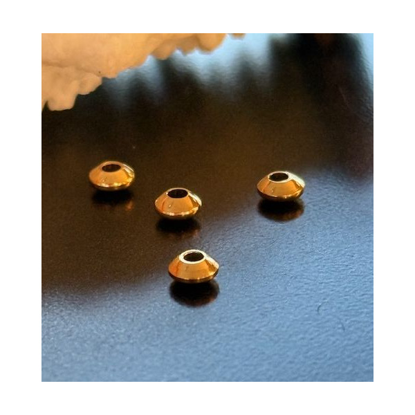 Perles Intercalaires Rondelles 4 par 2 mm – Acier Inoxydable 304 Doré à l’or fin 18K, IONIQUE