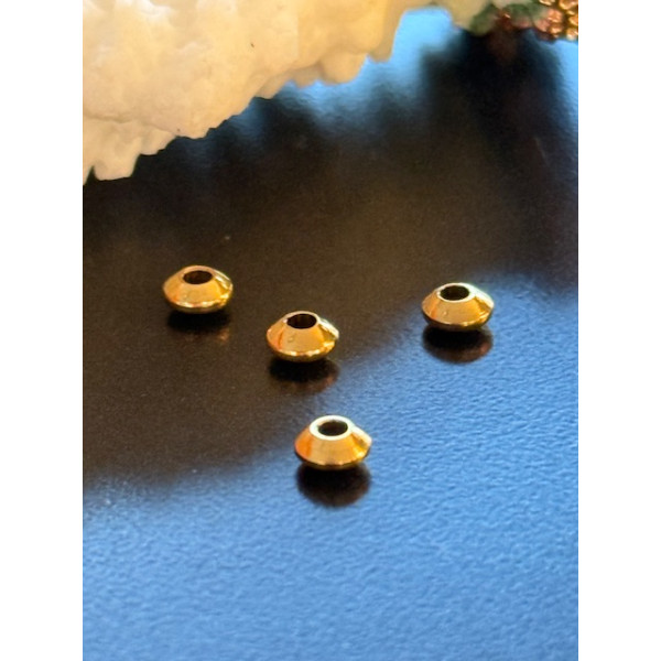 Perles Intercalaires Rondelles 4 par 2 mm – Acier Inoxydable 304 Doré à l’or fin 18K, IONIQUE