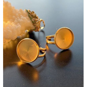 Support de Bague Ajustable pour Cabochon Rond 16 mm, Anneau Double – Acier Inoxydable 304 DORE IONIQUE