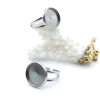 Support de Bague Ajustable pour Cabochon Rond 14 mm, Anneau Double – Acier Inoxydable 304 Argent