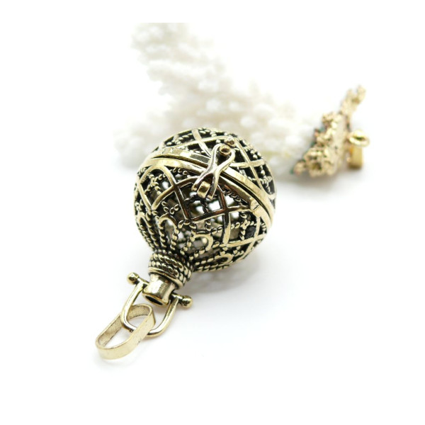 Pendentif Cage Bola de Grossesse pour bola de 18mm, Laiton Finition Bronze