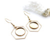 Supports de Boucles d’Oreilles Hexagone avec Plateau 12 mm – Acier Inoxydable 304 Doré