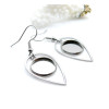 Supports de Boucles d’Oreilles Crochet Goutte pour Cabochon Rond 12mm – Acier Inoxydable Argent Platine