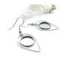 Supports de Boucles d’Oreilles Crochet Goutte pour Cabochon Rond 12mm – Acier Inoxydable Argent Platine