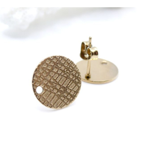 Boucles d’oreilles Puces Travaillées 8mm trou & embouts – Acier Inoxydable 304 Doré