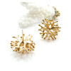 Boucles d’Oreilles Puce avec Anneau d’Attache Forme Corail 3D 20 mm – Laiton Doré à l’Or Fin 18K