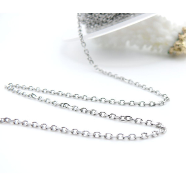 chaîne maille fine 1x1x0.2 mm – Acier inoxydable 304 – Finition argentée