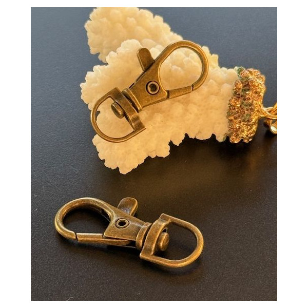 H11YW000154AB – Lot de 5 ou 10 Grands Mousquetons Porte-Clés 35 mm – Métal Bronze