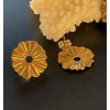 Boucles d’Oreilles Puce Soleil Fleur avec Anneau d’Attache 19 mm – Acier Inoxydable 304 Doré
