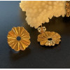 Boucles d’Oreilles Puce Soleil Fleur avec Anneau d’Attache 19 mm – Acier Inoxydable 304 Doré