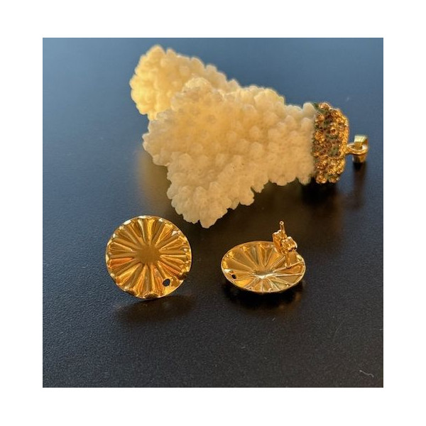 Boucles d’Oreilles Puce Soleil Fleur 17mm avec trou  – Acier Inoxydable 304 Doré