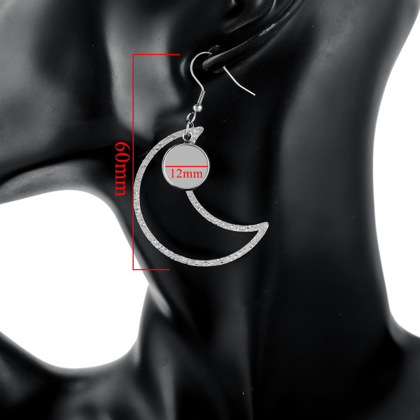 Supports de Boucles d'oreille 12mm – Crochet Lune Acier Inox 304 Argenté