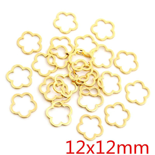 Pendentifs Connecteurs Fleurs 12 mm – Acier Inoxydable 304 Doré