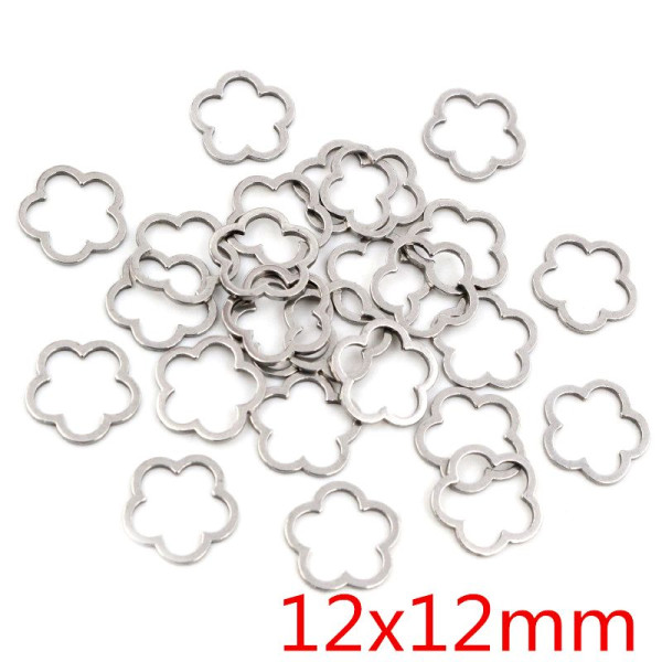 Pendentifs Connecteurs Fleurs 12 mm – Acier Inoxydable 304 Argenté