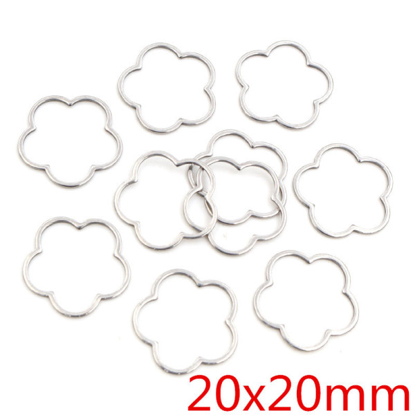 Pendentifs Connecteurs Fleurs 20 mm – Acier Inoxydable 304 Argenté