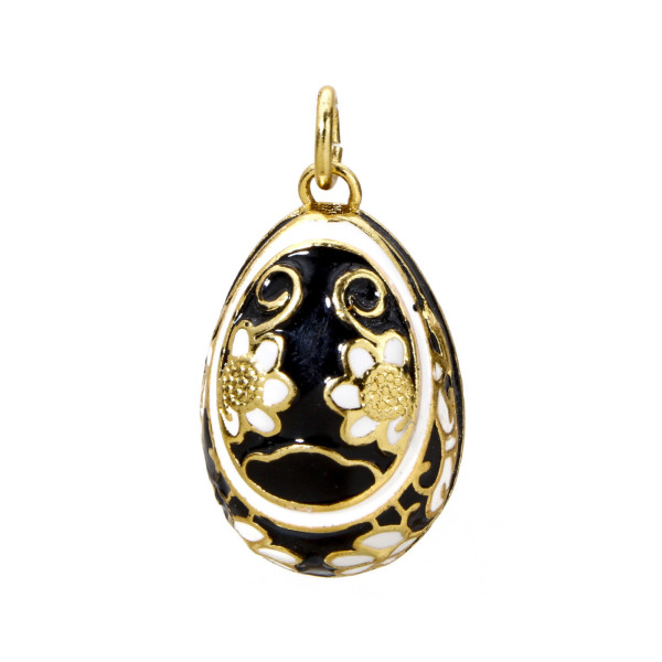 Pendentif Oeuf Résine Émaillée 28mm – Laiton Doré à l'Or Fin 18K
