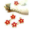 Breloques Fleurs 10 mm – Résine Style Émaillé Rouge – Base Dorée