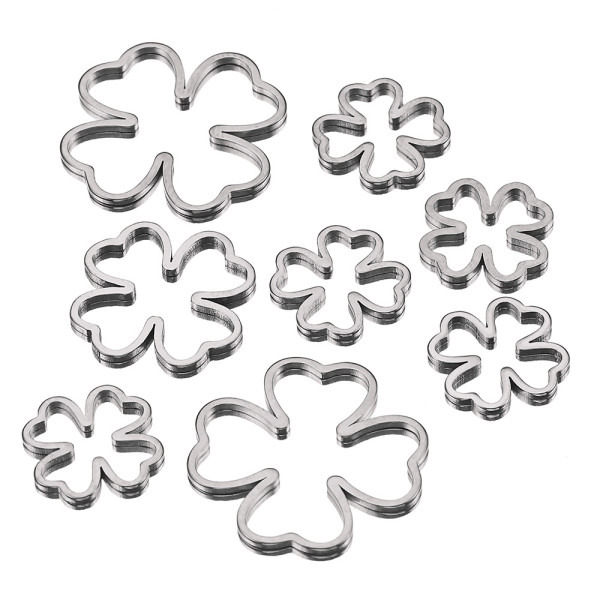 Pendentifs Connecteurs Trèfle 12 mm – Acier Inoxydable 304 Argenté