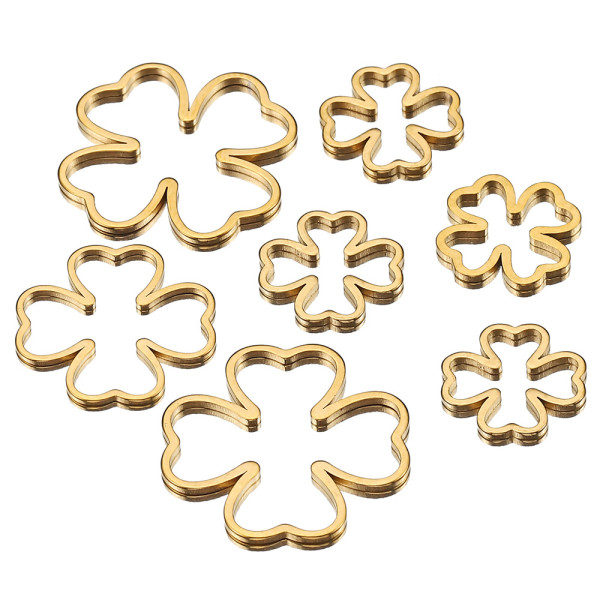 Pendentifs Connecteurs Trèfle 12 mm – Acier Inoxydable 304 Doré