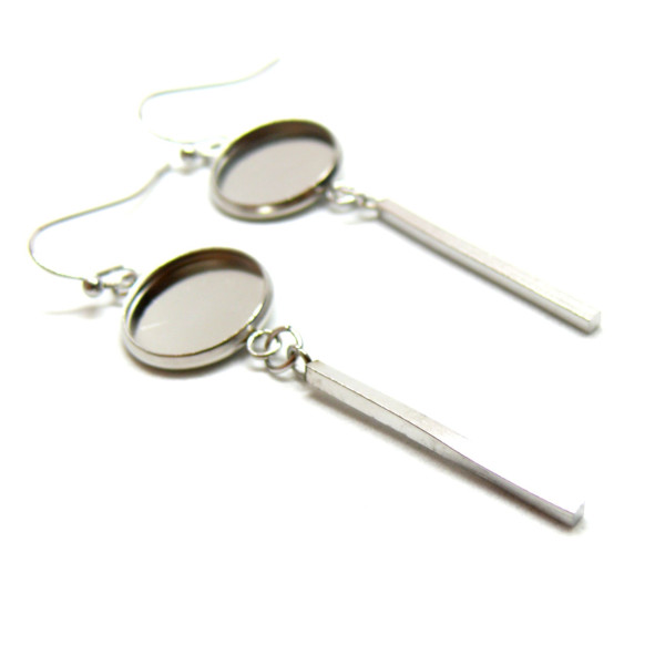 Supports de Boucles d'oreille 8mm avec Crochet et Tige – Acier Inoxydable 304 Argenté