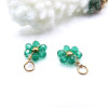 Pendentifs Fleur avec Perles en Verre Vert – Acier Inoxydable 304 Doré