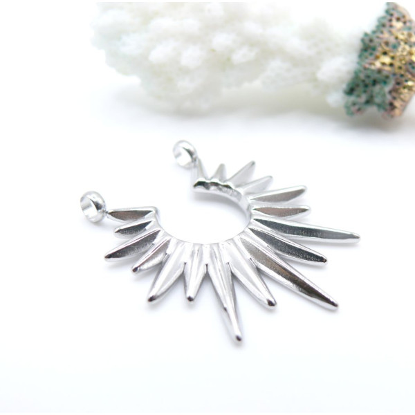 Pendentif Connecteur Géométrique Soleil 33mm – Acier inoxydable 304 Argenté